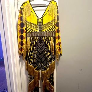 3X Fringe Gold & Black Jumpsuit XPlusWear